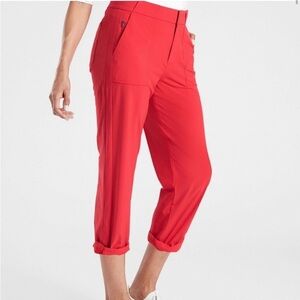 Athleta Tribeca Utility Crop Pants Hibiscus Red Size 16